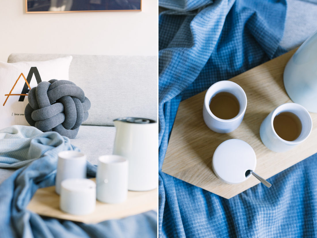 Wohnzimmer neu einrichten: Kupfer, Rosé und Blau